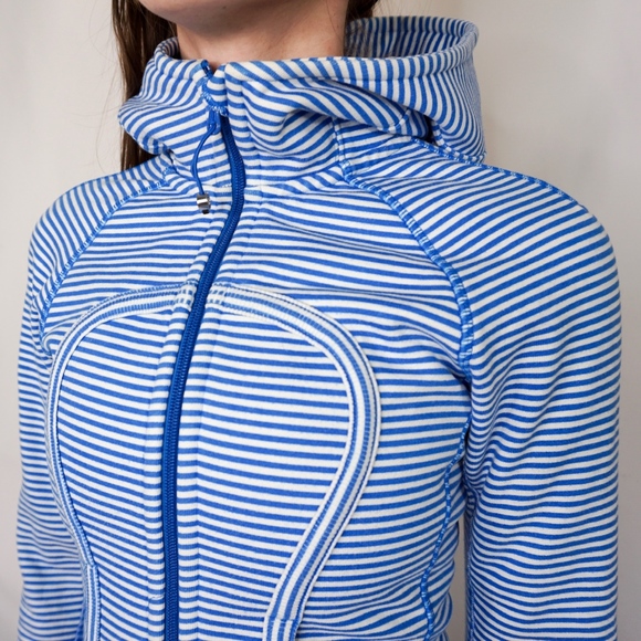 Lululemon Striped Scuba Hoodie Blue White 2 0273 - Picture 7 of 8